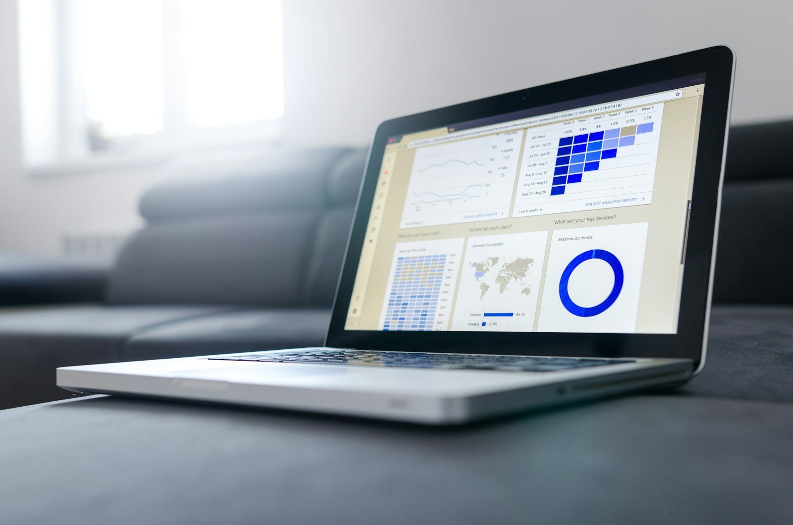 Laptop showing a reporting dashboard